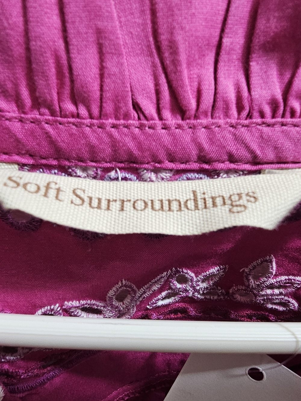 Soft Surroundings Fuchsia Embroidered V-Neck Tunic - Picture 7 of 12